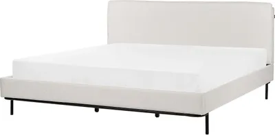 Obrázek produktu pro BELIANI Čalouněná postel 180 x 200 cm světle šedá moderní nábytek do ložnice manželská postel stylová