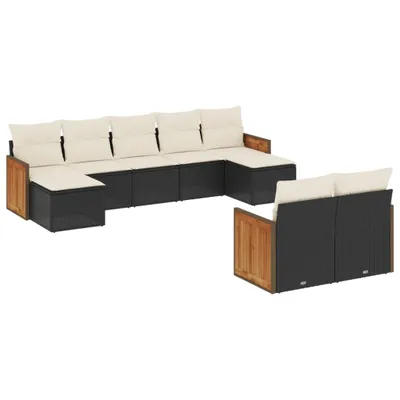 Produktbild von vidaXL 9-tlg. Garten-Sofagarnitur mit Kissen Schwarz Poly Rattan