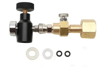 Immagine prodotto di Adattatore per il riempimento di CO2 - Raccordo in ottone per bombole di CO2 - Indicatore di pressione - Strumento per il riempimento