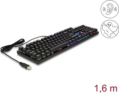 Obrázok produktu pre DeLOCK 12115, Kábel, USB, Mechanický spínač kláves, QWERTZ, RGB LED, Čierna