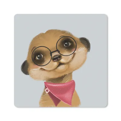 Produktbild von MuchoWow® Mauspad Mousepad Erdmännchen - Rosa - Kinder 20x20 cm - Mousepads - Maus Mat - Pad - Mausunterlage - Desk Mat - Bureauartikeln