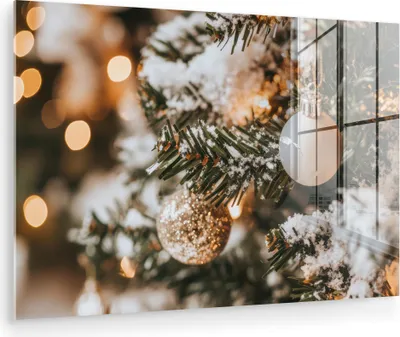 Produktbild von MuchoWow Glasbilder - Bilder auf Wandbild - Foto auf Glas Weihnachten - Weihnachtsbaum - Winter - Innen - Schnee 30x20 cm Wanddekoration aus Glas - Acrylglasbild - Acrylbilder - Bilder auf glas wandbi