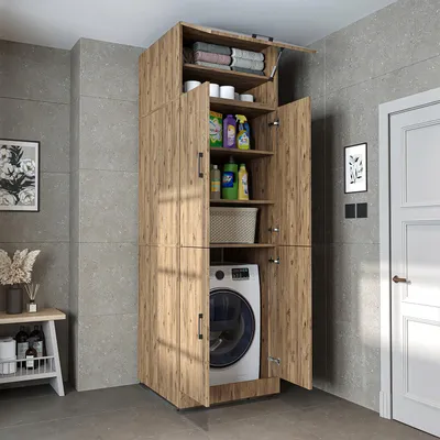 Image de Meuble pour lave-linge Roomart DORA-II, 70 cm de large, chêne