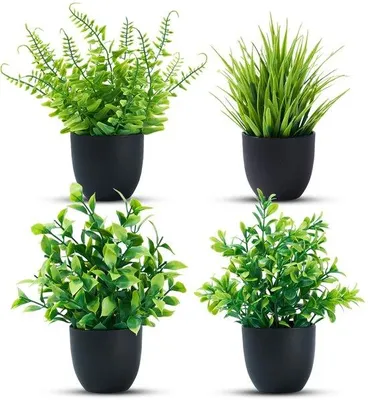 Immagine prodotto di Piccole piante artificiali: mini piante verdi in plastica per decorazioni d'interni
