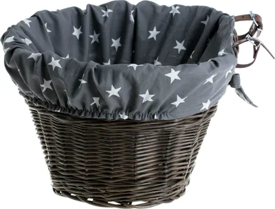Productafbeelding van Fietsmand voor, groot. Gevlochten mand voor fietsbagagedrager. Retro fietsmand van wilg voor het stuur. Vintage stijl, wilgenmand. Boodschappenmand