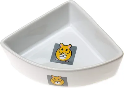 Productafbeelding van Voerbak of waterbak voor hamsters - keramische hoekbak - 75 ml - wit