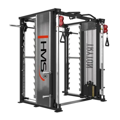 Zdjęcie produktu dla Stacja fitness HMS TRYTON z 3D Smith Machine | podwójny wyciąg linowy 2x90kg | profesjonalna stacja siłowa do studia i siłowni