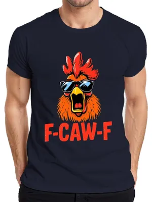 Produktbild von F-CAW-F Cooler Hahn mit Sonnenbrille Lustig Retro Bauernhof Huhn Herren T-Shirt, Navy, 3XL