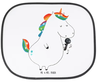 Produktbild von Mr. & Mrs. Panda Auto Sonnenblende Einhorn Sänger - Weiß - Geschenk, seitenfenster sonnenschutz, Fest, Unicorn, Disco, Glitzer, kfz, Geburtstag, Einhörner
