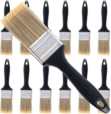 Immagine prodotto di Set professionale di 12 pezzi per la pittura, con manico in plastica. Ideale per vernici autolavabili, adatto per mobili e pareti. Utensile leggero, include un rullo per la pittura