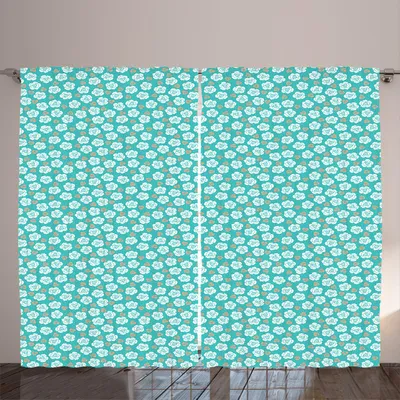 Produktbild von ARANDE Blumen Gardine, Weinlese-blühende Rose Silhouettes mit Punkt-romantischer Zusammensetzung, 280 x 245 cm, Türkis Lachs