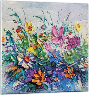 Produktbild von Bilder auf glas - Einteilig - Blumen die Farben pastos - 50x50cm - Glasbilder - Wandbilder - Bilder - zum Aufhängen bereit - Wanddekoration aus Glas - Glas Bilder - Wandbild auf Glas - GAC50x50-4521