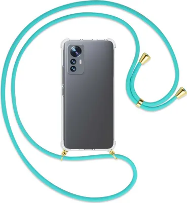 Produktbild von Handykette Backcover-Schutzhülle mit Band (Metall goldfarben) für Xiaomi 12 Lite - türkis