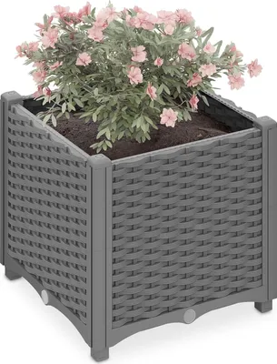 Immagine prodotto di Vaso per piante in rattan grigio HxLxP: 38 x 40 x 40 cm con serbatoio d'acqua per balcone e terrazzo