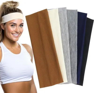 Obrázek produktu pro 6 elastických čelenek pro ženy na sport, černé