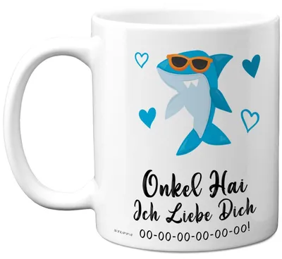 Kaffeetasse mit Oom-Hai-Motiv, 300 ml, Keramik, spülmaschinengeeignet