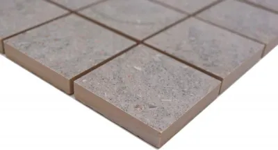 Produktbild von Handmuster Keramik Mosaikfliese Feinsteinzeug hellgrau anthrazit bemustert MOS14-G3_m
