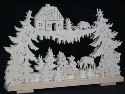 Produktbild von Schwibbogen mit Rehen und Beleuchtung BxHxT 44x31x7cm NEU