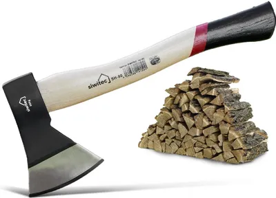 Produktbild von siwitec Holzaxt 800 Gramm Kopfgewicht, Axt mit Hickory Holzstiel, Spaltaxt Holz, Beil, Universalaxt