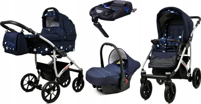 Obrázok produktu pre BabyLux® Largo | Kočík 4v1 Set | Navy Blue Star | Kombinovaný kočík | Set kočíka | Iso
