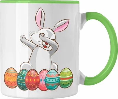 Produktbild von Trendation - Tasse Ostern Ostergeschenke Kinder Jugendliche Geschenke Lustige Grafik Osterhase Dab (Grün)