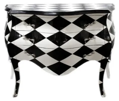Immagine prodotto di Casa Padrino Cassettone barocco a scacchiera bianco/nero - Realizzato a mano in legno massiccio