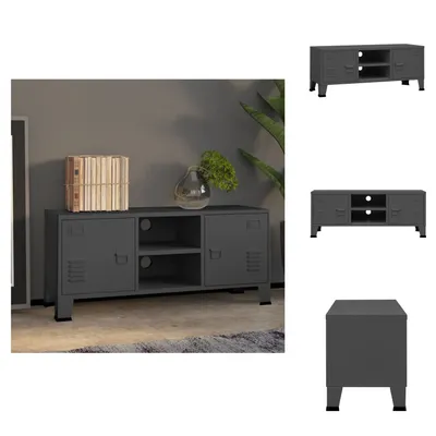 Image de vidaXL Meuble TV style industriel anthracite 105x35x42 cm métal -  Meuble TV