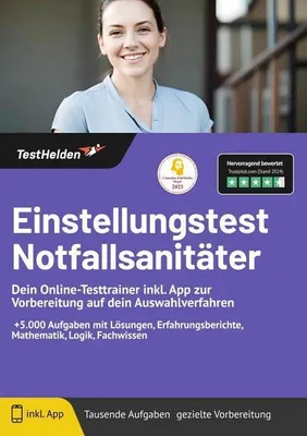Produktbild von Einstellungstest Notfallsanitäter: Dein Online-Testtrainer inkl. App zur Vorbereitung auf dein Auswahlverfahren I +5.000 Aufgaben mit Lösungen, Erfahrungsberichte, Mathematik, Logik, Fachwissen