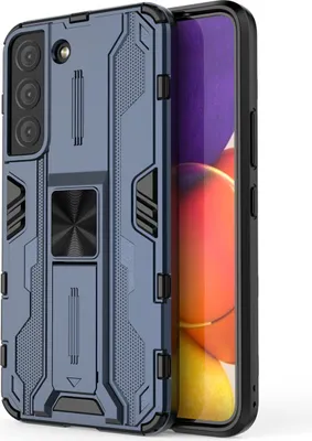 Produktbild von Galaxy S22 5G Hülle, Dual Layer PC TPU Bumper Stoßfest Ständer Schutzhülle für Samsung Galaxy S22 5G Blau