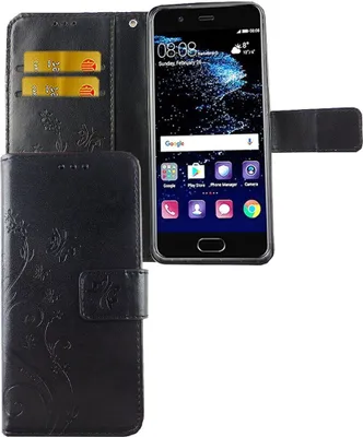 Produktbild von Schutz Hülle Blumen für Handy Huawei P10 Schwarz