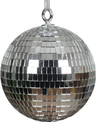 Produktbild von Weihnachtskugel Kunststoff 15cm in Discokugel Optik Silber