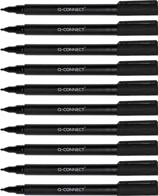 Produktbild von Q-Connect CD DVD BD Marker, 0,6 mm, wasserfest, 10 Stück, für Glas, Kunststoff, Metall