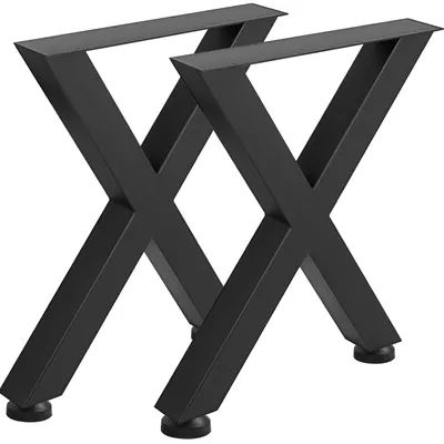Zdjęcie produktu dla Nogi stołu o wymiarach 720 x 600 mm, rama nośna typu "X", konstrukcja stołu ze stali nierdzewnej, czarne podnóżki, łatwy montaż