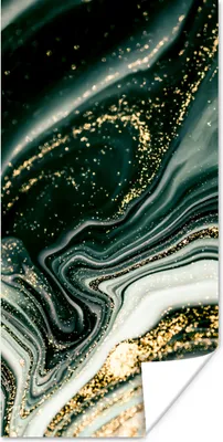 Produktbild von MuchoWow® Poster Marmoroptik - Gold - Grün - Glitter - Design - Marmor 20x40 cm - Plakat - Foto