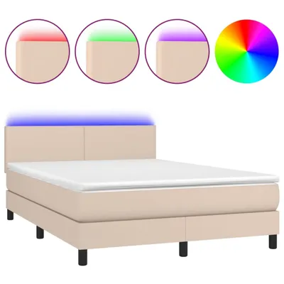 Produktbild von Boxspringbett mit Matratze & LED Cappuccino-Braun 140x190cm