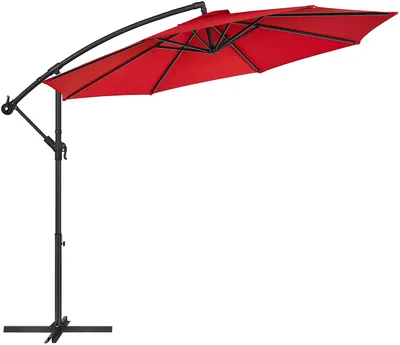 Produktbild von SONGMICS Sonnenschirm, Ampelschirm Ø 300 cm, mit Kurbel zum Öffnen und Schließen, Sonnenschutz, Gartenschirm, UV-Schutz bis UPF 50+, für Garten, Terrasse, rot GPU016R01