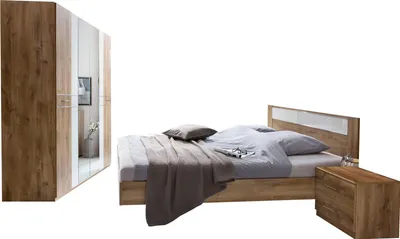 Immagine prodotto di Camera da letto Pamela 4 pezzi rovere bianco vetro letto 180x200cm
