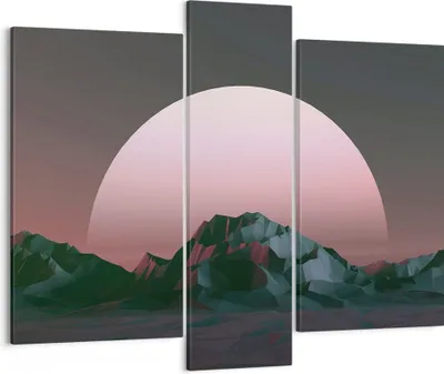 Produktbild von Bild auf Leinwand - Leinwandbild - 3 Teile - Landschaft Berge Sonne - 95x80cm - Wand Bild - Wanddeko - Wandbilder - Leinwanddruck - Bilder - Wanddekoration - Leinwand bilder - Wandbild - CB95x80-4320