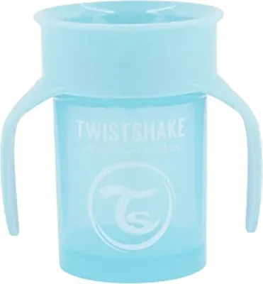 Produktbild von Twistshake Baby-Schnabeltasse mit 360°-Trinkrand - 230 ml Lernbecher für Kinder mit Henkeln | Auslaufsicherer Trinkbecher für Kleinkinder blau