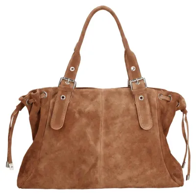 Immagine prodotto di Borsa a mano donna pelle scamosciata Italy Chiusura zip Black B UNICA 41x28.5x20 cm