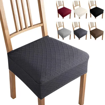 Produktbild von Jacquard Esszimmerstuhlbezüge 6er Set Dunkelgrau Universell Waschbar