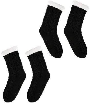 Produktbild von Kuschelsocken für Damen, rutschfeste Socken, Wintersocken mit ABS-Sohle, warme Hüttensocken, Haussocken, 1 Paar
