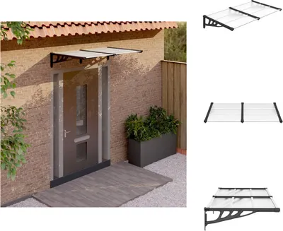 Produktbild von vidaXL Türvordach Schwarz und Transparent 152,5x90 cm Polycarbonat - Markisen
