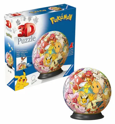 Obrázek produktu pro Ravensburger 3D Puzzle Ball: Pokémon - Kanto Region, 73 kusů, Kreslené filmy, 6 rok/roky