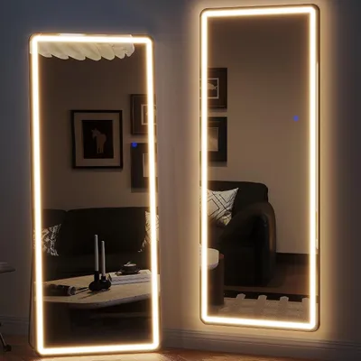 Immagine prodotto di Specchio a figura intera illuminato, 178x65 cm, nero. Specchio da terra con illuminazione a LED, adatto anche per l'installazione a parete