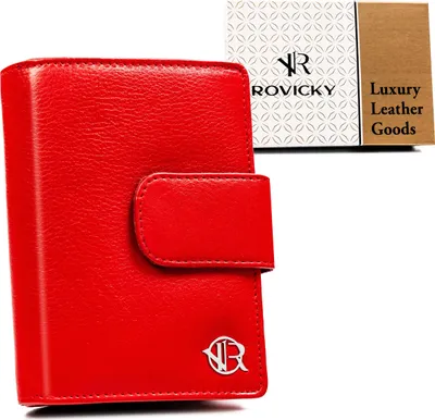 Obrázek produktu pro Rovicky Dámská kožená peněženka RFID červená 14x10 cm