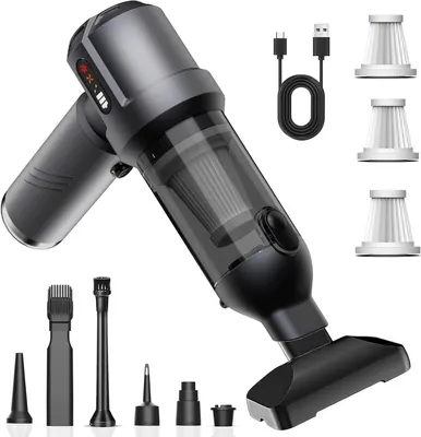 Immagine prodotto di Aspirapolvere portatile - Ideale per pulire auto e ambienti domestici - Multifunzione 4-in-1 - Potenza di aspirazione: 25000 Pa - Colore: grigio