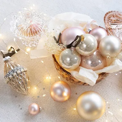Produktbild von Weihnachtskugeln Glas 6cm x 20 Stück - Puderrosa