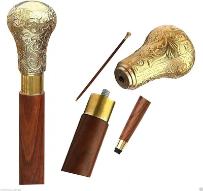 Produktbild von Eleganter Holz Gehstock mit Messingknopf