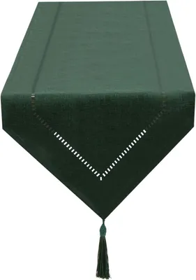 Zdjęcie produktu dla Bieżnik na stół 32 x 275 cm, ciemnozielony, do stołu w jadalni, wygląd lnu